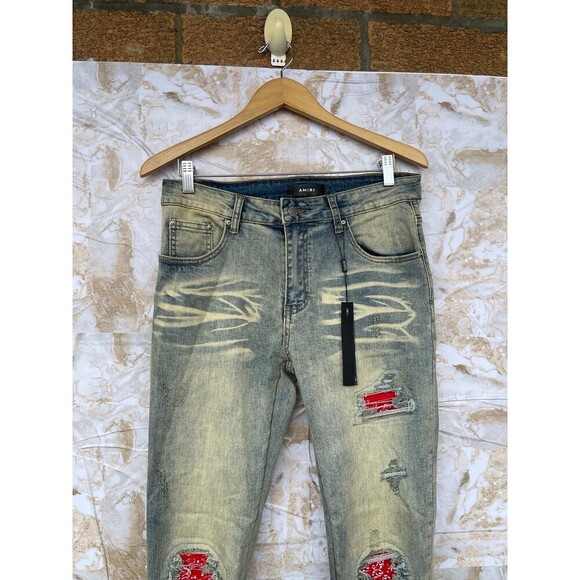 Amiri  antique indigo bandana patch jeans size 32 - Picture 3 of 12